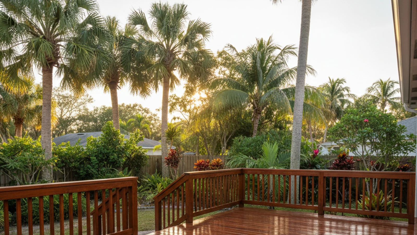 Refreshed wood deck with fresh stain by Battle Born Builders in Jacksonville Florida